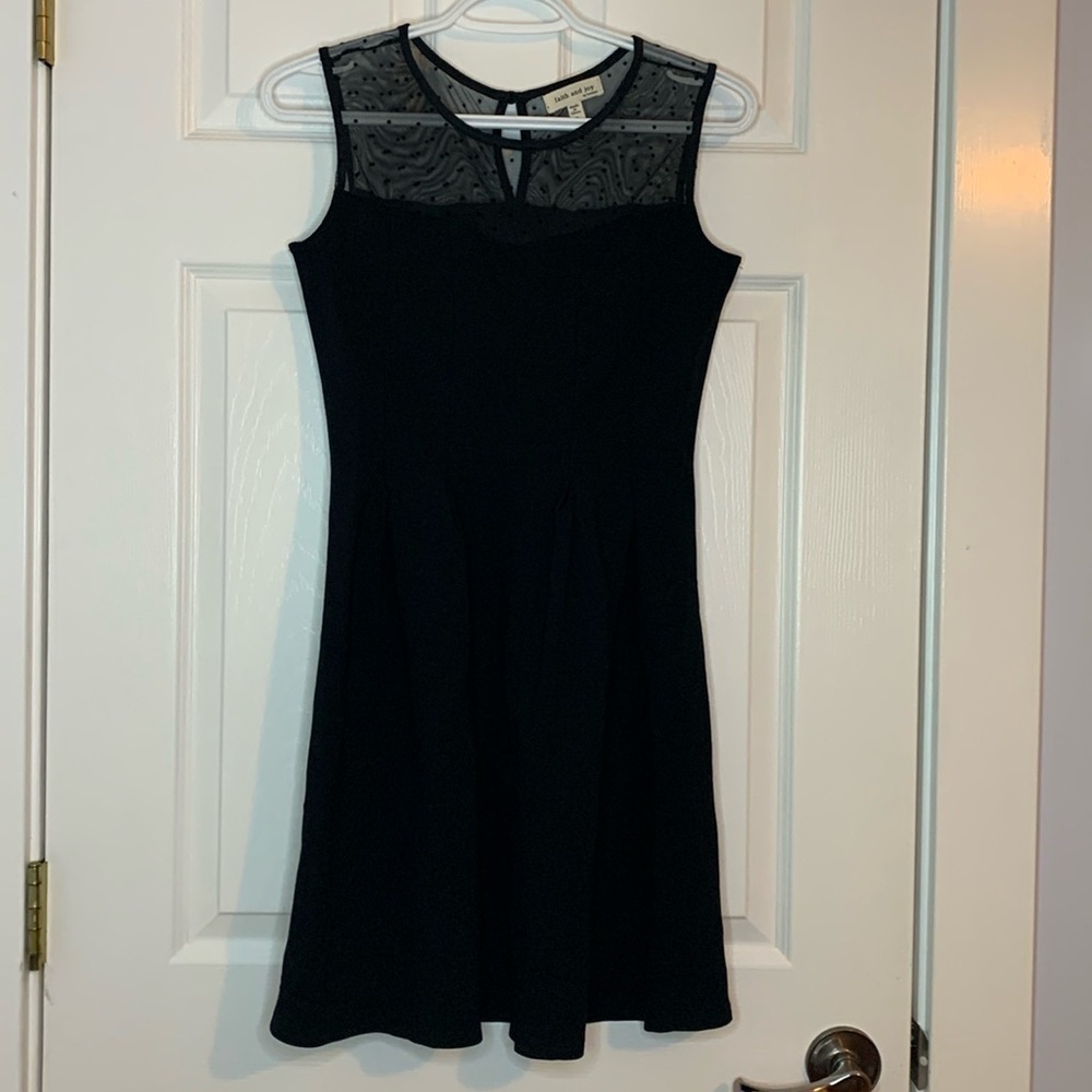 faith and joy little black dress sheer upper bodice sleeveless junior size small